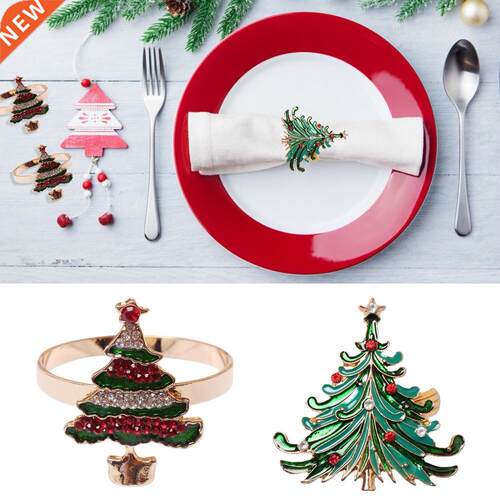 6pcs Metal Christmas Tree Napkin Rings Bow Flower Wreath Mou
