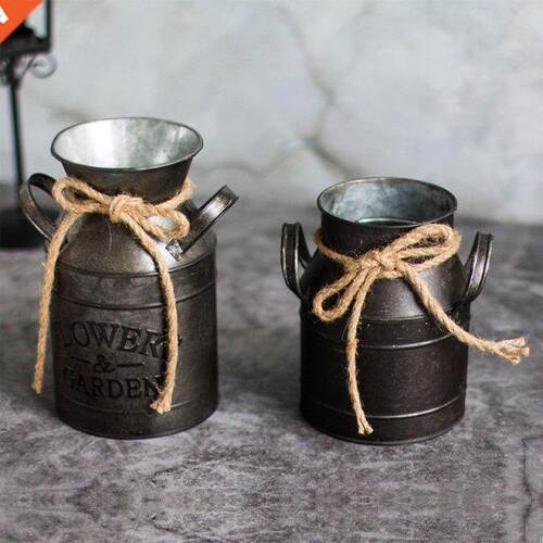 Metal Iron Decorative Vintage Rustic Vase Milk Can Country J