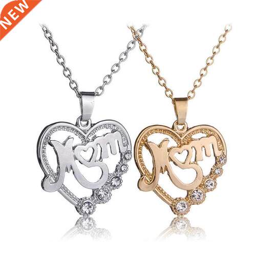Hollow Lucky Love Heart Letter MOM Mother's Day Zircon P