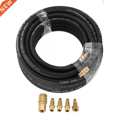 15M Flexible Rubber Pneumatic Air Hose with 5-Piece Compress