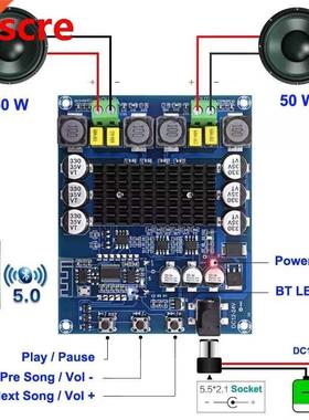 2*50W Bluetooth 5.0 TPA3116D2 NE5532 Preamplifier Power Ampl