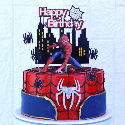 1set Spider man Theme Cake Toppers for Birthday Party Cartoo