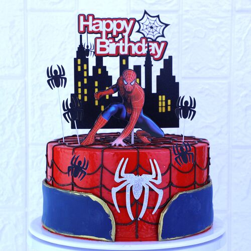 1set Spider man Theme Cake Toppers for Birthday Party Cartoo