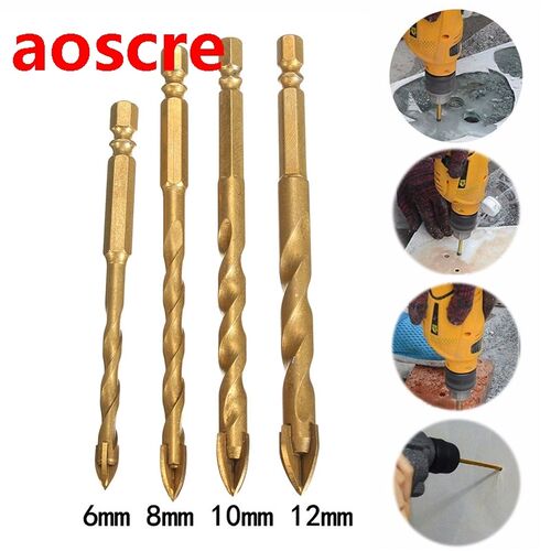 1Pc Hex Shank Long Drill Bit Carbide Tile Glass Cross Spear