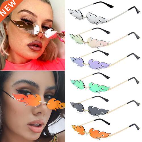 Bicycle Fire Flame Sunglasses Women Rimless Wave Eyewear Run