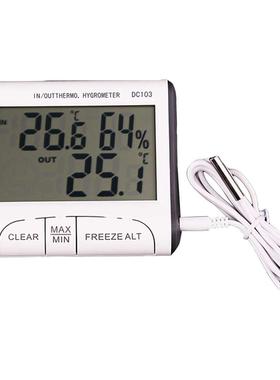Display Hygrometer DC10 Clock Humidity Meter Probe Mini Us