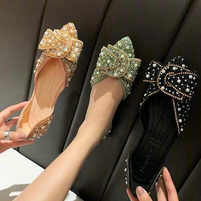 Summer Rhinestone Female Flat Shoes Female Korean Version Bo