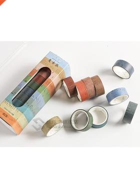 10pcs Vintage masking tape set 15mm decoration Grid plaid Mo