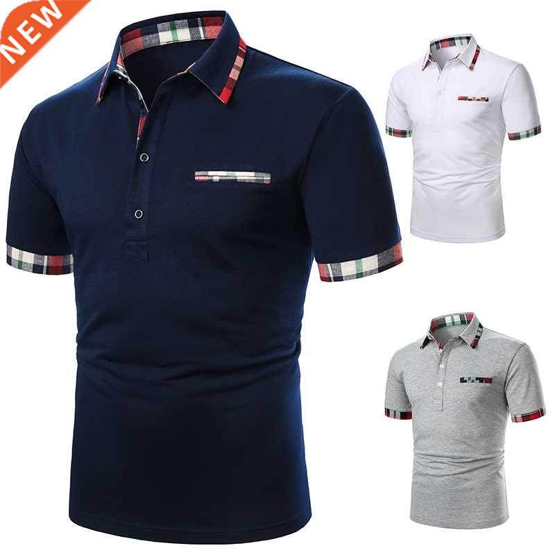 Men T-shirt Men Short Sleeve T-shirt Plaid matching T-shirt