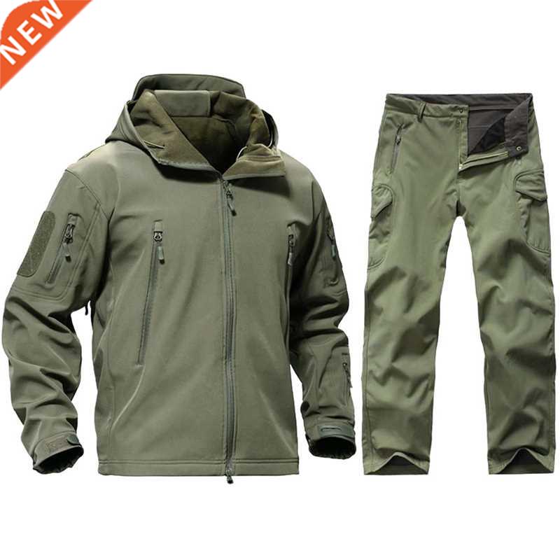 Tactical Uniform Soft Shell Jacket+Pants Hiking Hunting Suit