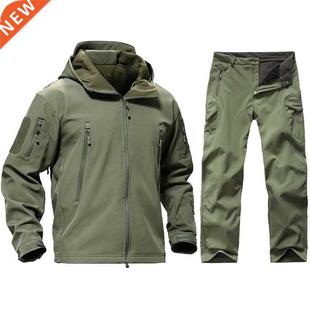 Tactical Uniform Soft Shell Jacket+Pants Hiking Hunting Suit