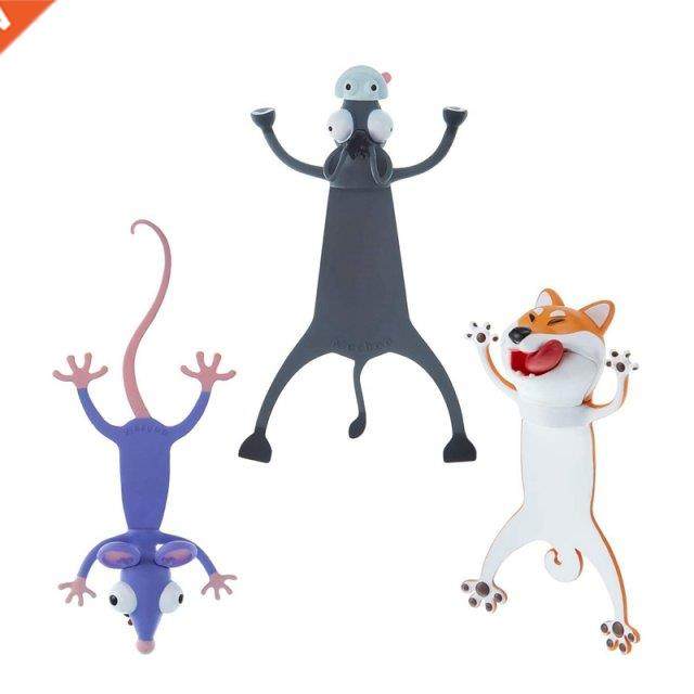 3 PCS 3D Cartoon Animal Bookmark Reading Book Markers Funny