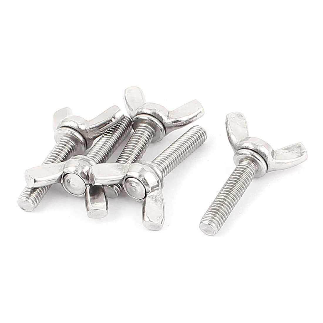 M6x25mm 1.0mm Pitch 304 Butterfly Wing Screws 5pcs