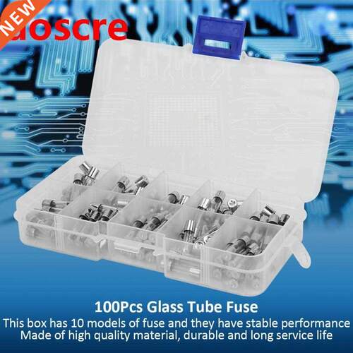 100Pcs Glass Fuse Kit 0-250V Universal 5*20mm Glass Tube Fus