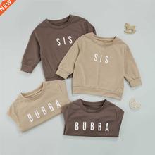 1-6Y Autumn Toddler Kids Boys Girls Clothes Solid Letter Pri