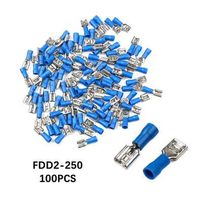 100Pcs lue 22-16 AWG Female Insulated Electrical Crimp Term
