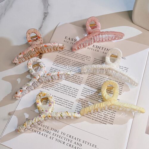 South Korea's New Floral Fabric Winding Large Catch Clip for