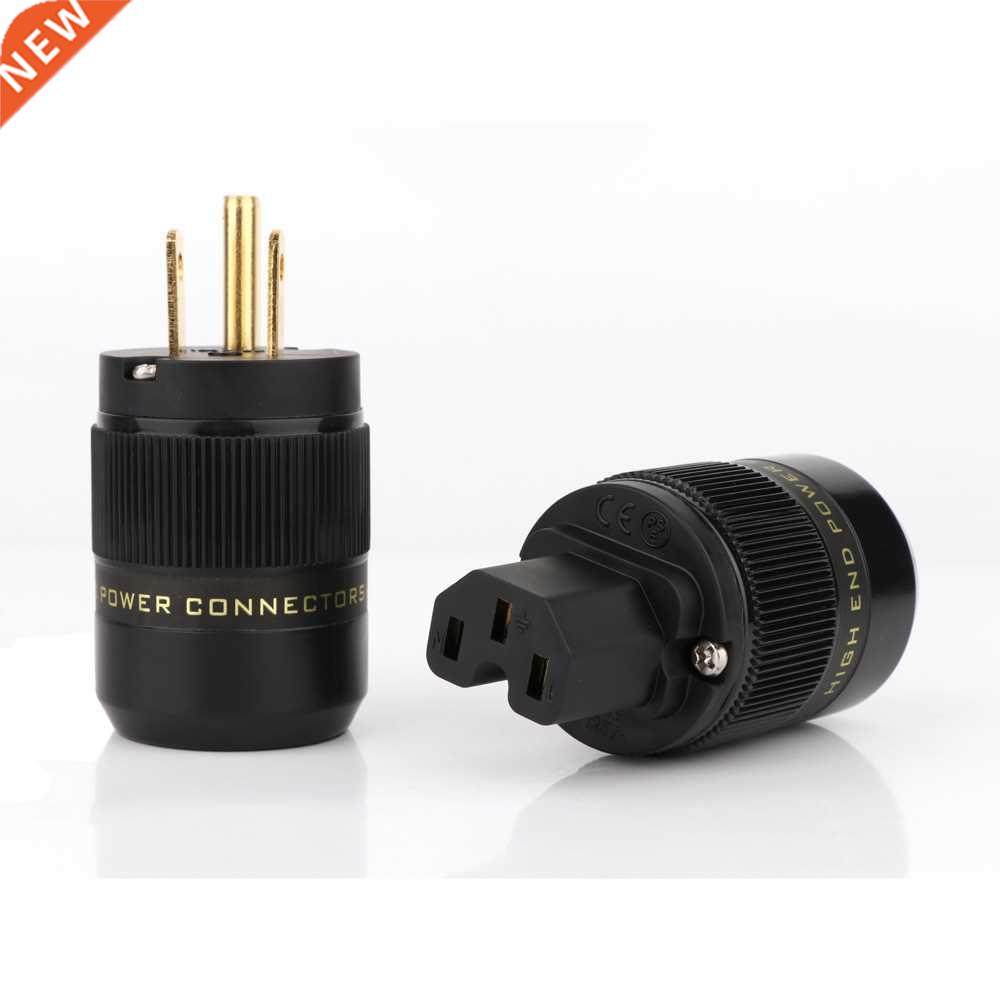 One Pair P078+C078 Hi-End Gold Plated US Power Cable Plug IE