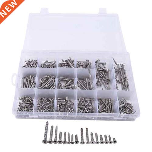 570Pcs Stainless Steel Cross Round Flat Cap Self Tapping Scr