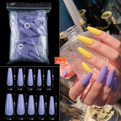 500pcs/bag Long Coffin Stiletto Fake Nails ABS New Design