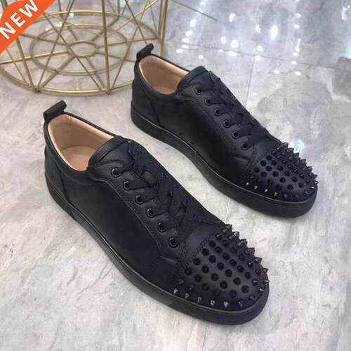 Red bottom shoes for men Fashion Brand Spikes Men's leat