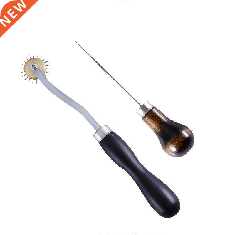 2PCS/Set Wooden Handle Awls Scribing DIY Leather Sewing Awl