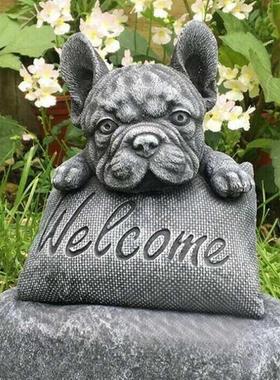 French-Bulldog Welcome on a Plinth Home or Garden Accessorie