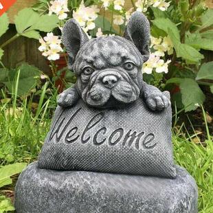 French-Bulldog Welcome on a Plinth Home or Garden Accessorie