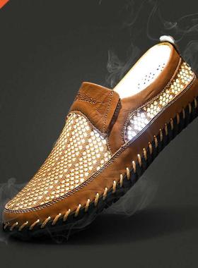 New Summer Genuine Leather Men Sneakers Fashion Men Casual S