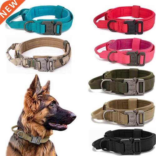 Durable Tactical Dog Collar Leash Set Adjustable Military Pe