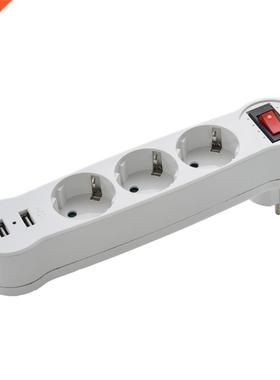 Dual USB Ports 1 to 3 Way EU Standard Power Adapter Socket S