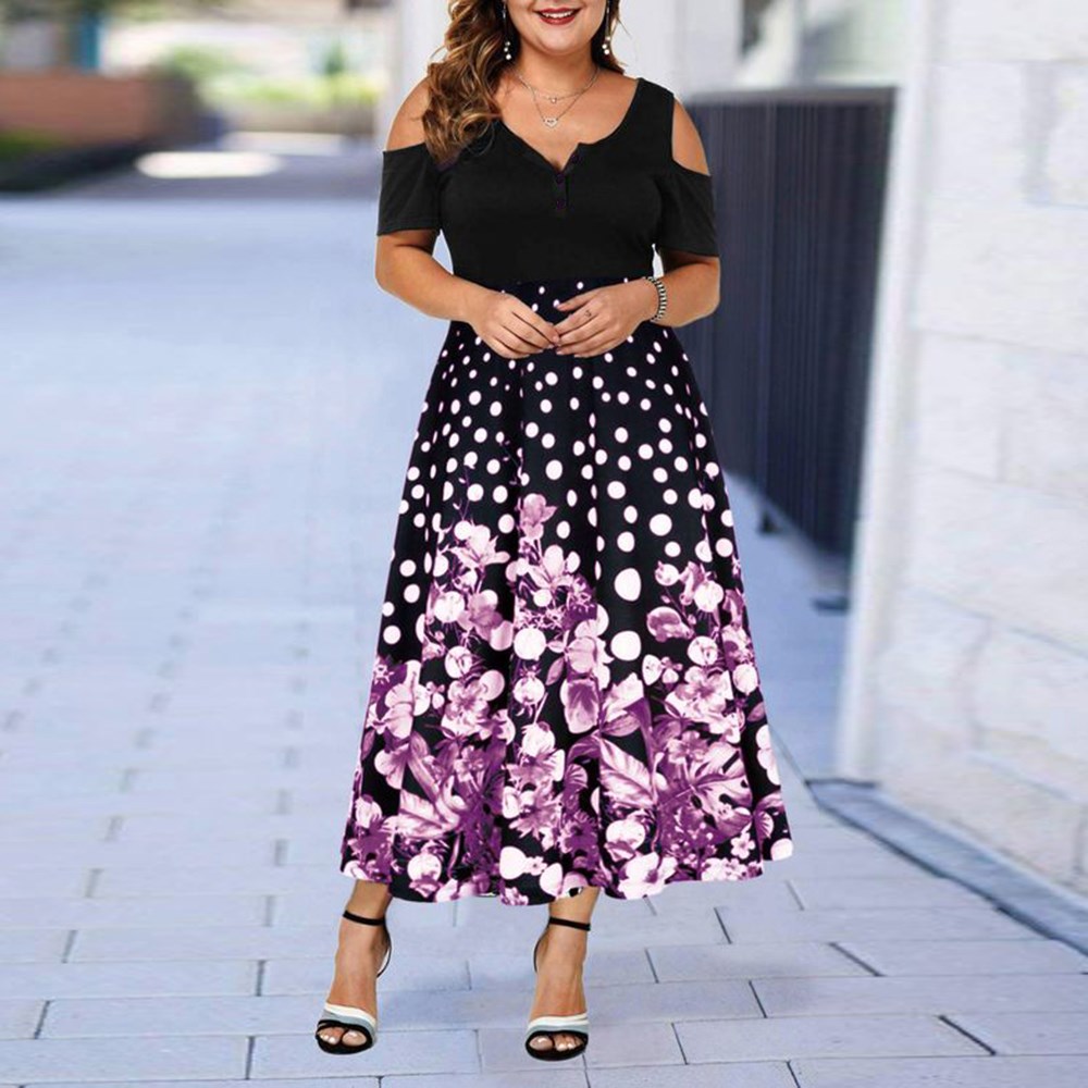Plus Size Summer Women's Dress 2021 Elegant Print Party Dres图片