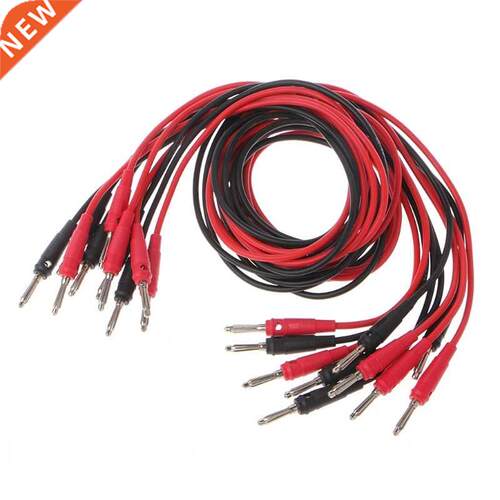 10 Pcs 4mm Male To Male Banana Plug Stackable 100cm 16AWG Te