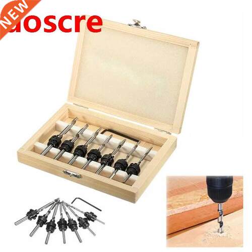 7Pcs HSS Woodworking Countersink Drill Bit Set Tapered Adjus