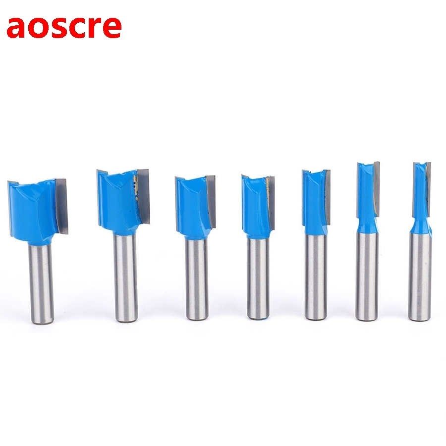 7Pcs 8mm Straight Double Flute Router Bit Set Milling Cutter