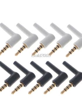 10 Pcs Gold 4 Pole 3.5mm 90 Degree Male Stereo Headphone Min