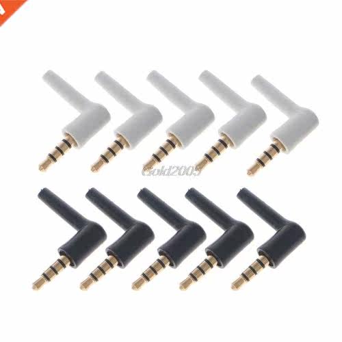 10 Pcs Gold 4 Pole 3.5mm 90 Degree Male Stereo Headphone Min