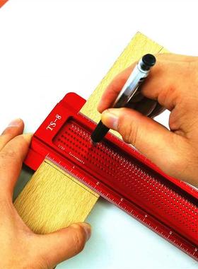 Woodworking Scribe 8 Inch T-type Ruler Aluminum Alloy Hole S