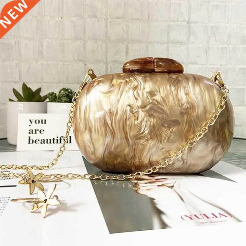 Ellipse Acrylic Bags Cute Clutches Coffee Handbag Evening Cl