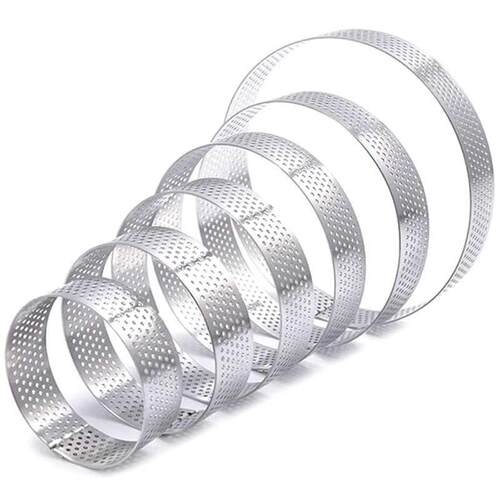 6 Pack Perforated Tart Rings Set,Stainless Steel Heat-Resist
