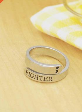 Fashion Semicolon Ring Jewelry Mental Health Awareness Figh