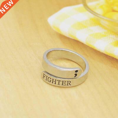 Fashion Semicolon Ring Jewelry Mental Health Awareness Figh