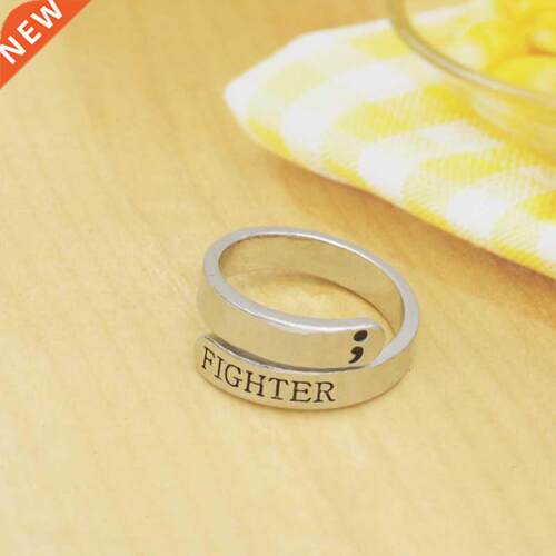Fashion Semicolon Ring Jewelry Mental Health Awareness Figh