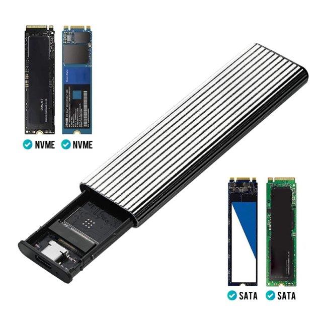 K1KF USB .1 Type-C to NVME PCI-E M.2 SSD Enclosure Case Dua