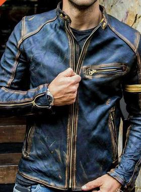 Jacket Men's Fashion Faux Leather Stand Punk Motorcycle