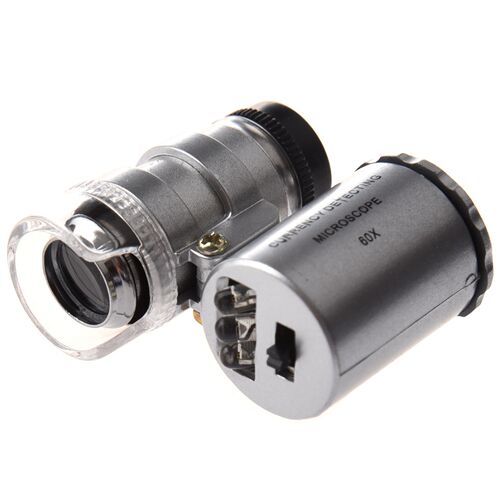 Mini 60x LED Pocket Microscope Jeweler Magnifier Loupe