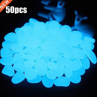 50pcs Stones Aquarium Decoration Glow in the Dark Garden Peb