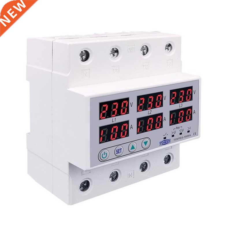 Din Rail 3 Phase Voltage Relay 380V Voltmeter Ammeter over a