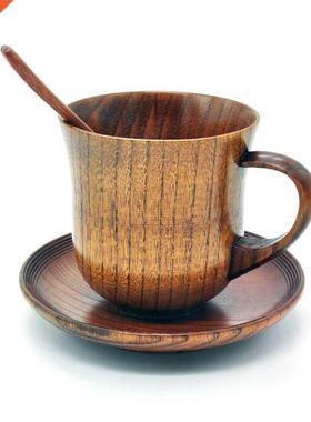 3Pcs/Set Wooden Cup Saucer Spoon Set Coffee Tea Tools Access