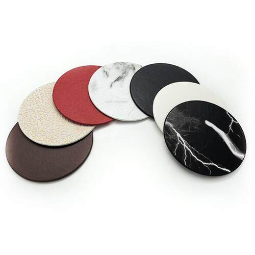 10cm Round Heat Resistant PU Leather Mat Drink Cup Coasters